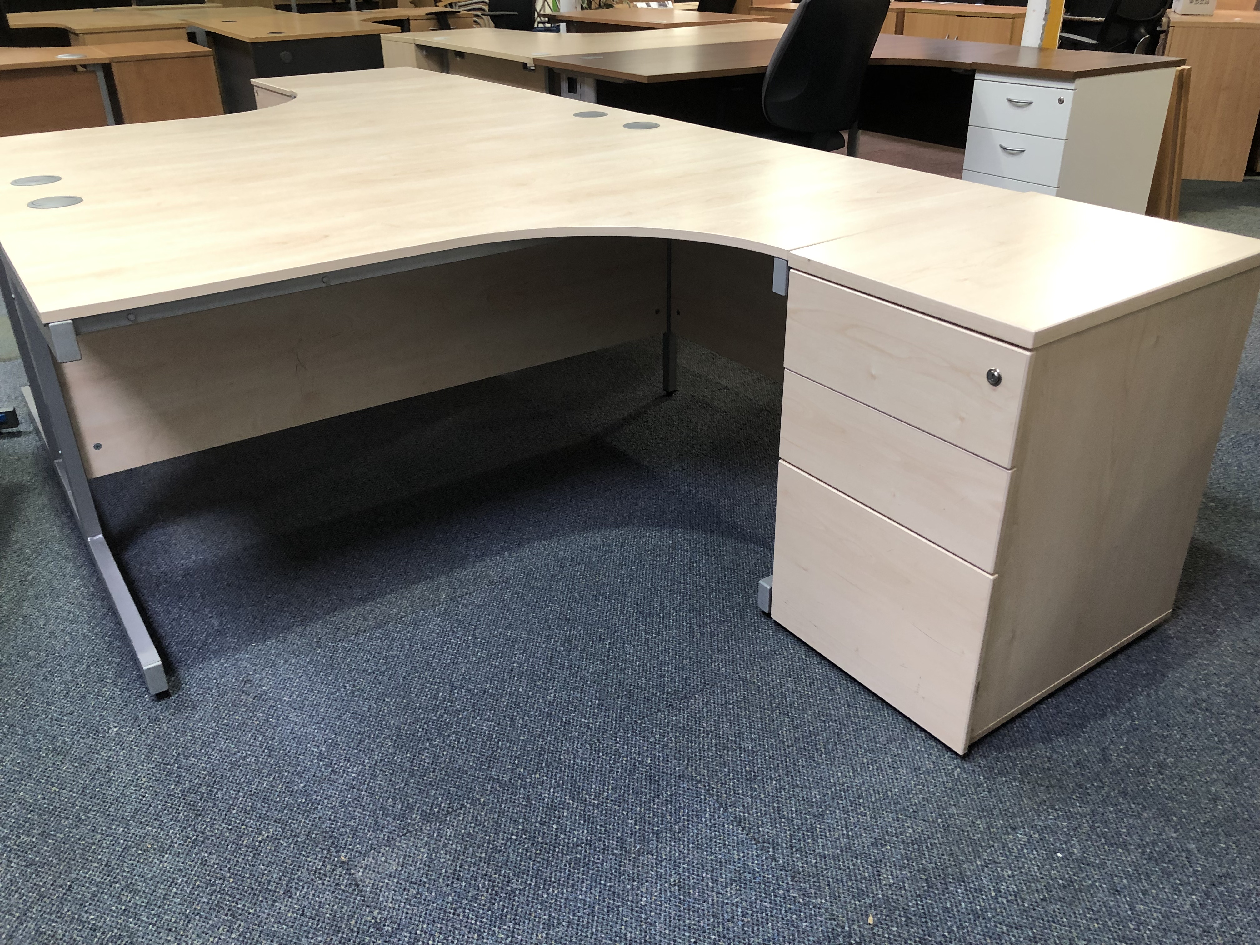 Used Right Hand Maple Corner Desk And Pedestal Wakefield Office