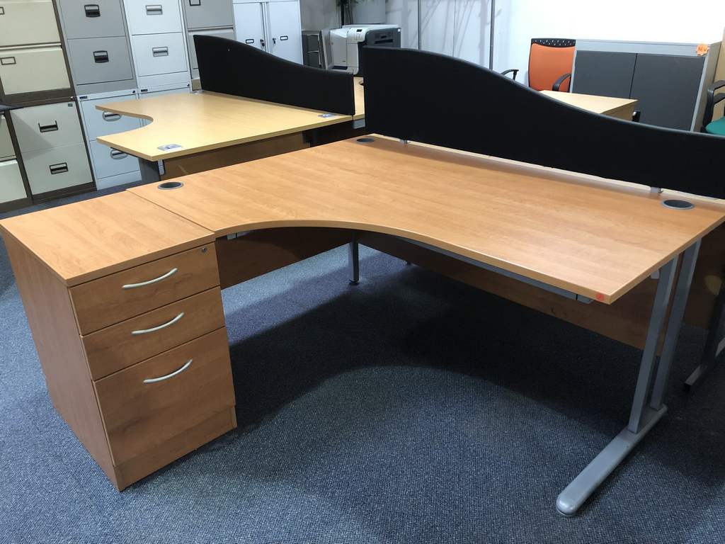 Used Cherry Left Hand Corner Desk And Pedestal Wakefield Office