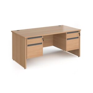 Contract 25 Panel Leg Straight Desk With 2 And 2 Drawer Peds