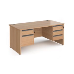 Contract 25 Panel Leg Straight Desk With 2 And 3 Drawer Peds