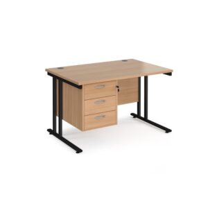 Maestro 25 Cantilever 800mm Deep Desk With 3 Drawer Ped