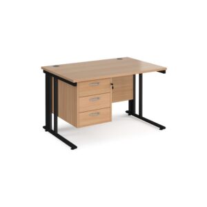 Maestro 25 Cable Managed 800mm Deep Desk With 3 Drawer Ped