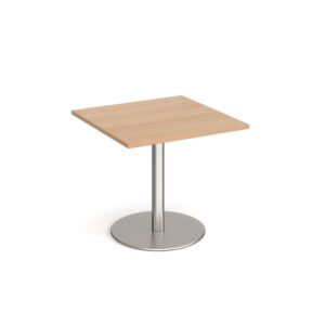 Monza Square Dining Table With Flat Round Base