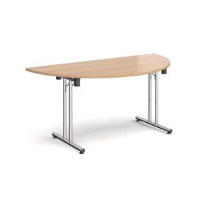 Semi Circular Folding Leg Table With Straight Feet