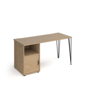 Tikal Hairpin 600mm Deep Desk With Support Pedestal And Cupboard Door